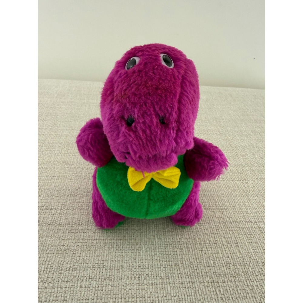 VTG Barney The Dinosaur Vintage 8" Stuffed Plush Purple And Green Pre-Owned
